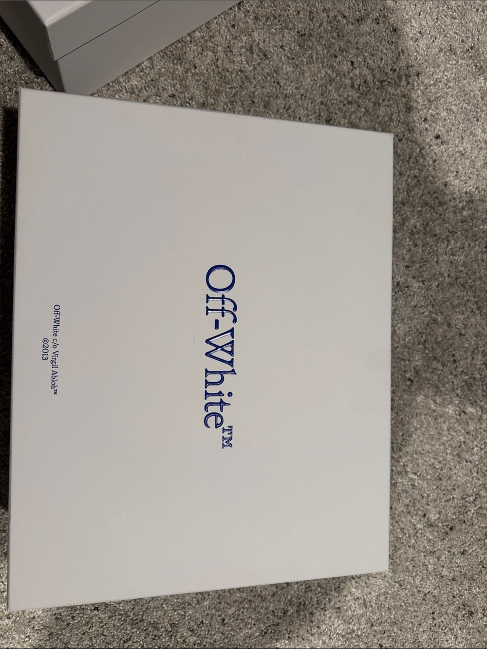 Off-White White Box with Blue Logo